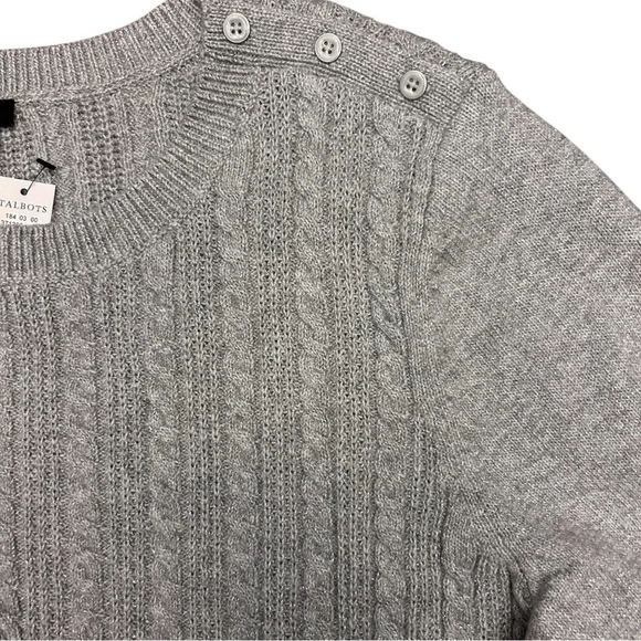 Talbots Plus Metallic Allover Cable Knit Crewneck Sweater - Picture 4 of 10